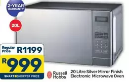 Russell Hobbs - 20 Litre Silver Mirror Finish Electronic Microwave Oven