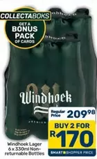 Windhoek -  Lager 6 x 330ml Non-returnable Bottles