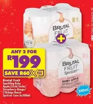 Apple - Brutal Fruit Sparkling Ruby /Litchi Sèche/Strawberry Rouge/L'Orange Rossa Spritzer Cans