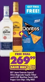doritos - Jose Cuervo Especial Silver/Reposado Tequila 750ml & Doritos Sweet Chilli Pepper Corn Chips 150g