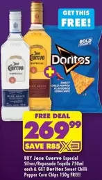 doritos - Jose Cuervo Especial Silver/Reposado Tequila 750ml & Doritos Sweet Chilli Pepper Corn Chips 150g