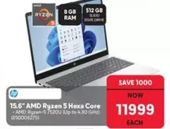 HP - 15.6" AMD Ryzen 5 Hexa Core - AMD Ryzen-5 7520U (Up to 4.30 GHz)