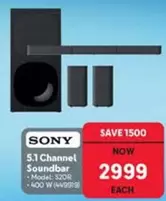 Sony - 5.1 Channel Soundbar - Model: S20R - 400 W