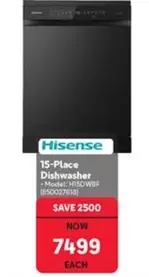 Hisense - 15-Place Dishwasher - Model: HISQWBF (8500276181)