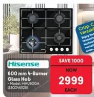 Hisense - 600 mm 4-Burner Glass Hob