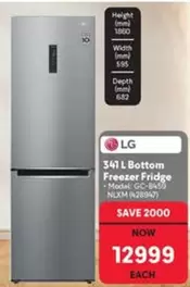 LG - 341 L Bottom Freezer Fridge - GC-B459NLXM