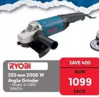 ryobi - 230 mm 2000 W Angle Grinder - Model: G-2000 (394176)