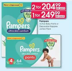 Pampers - Ultra Skin Comfort Active Baby Pants or Disposable Nappies Jumbo Pack