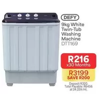 Defy - 9kg White Twin-Tub Washing Machine DTT169