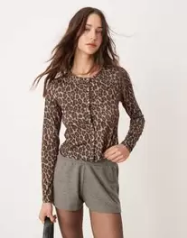New Look tissue mesh cardigan in leopard print