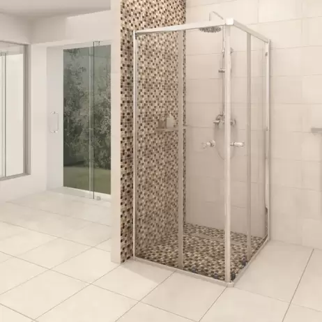 CrystalTech St. Marco Chrome Corner Entry Shower Enclosure - CTG801 - 885 x 885 x 1850mm