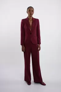 Twill Single Pleat Trouser -Burgundy