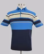 Kurt Geiger Bright Blue Slim Fit Panel Stripe Golfer