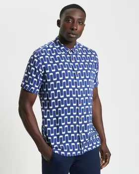 Short Sleeve Jazz Print Shirt in Royal