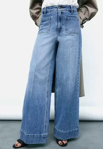 Wide high jeans - light denim blue