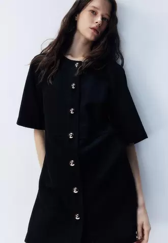 Button-front dress - black