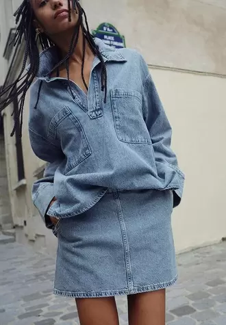 A-line mini skirt - light denim blue
