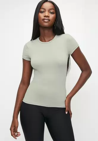 Fitted microfibre T-shirt - light sage green