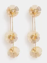 Layered Dainty Flower Drop Earrings