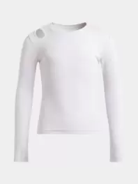 Girls Long Sleeve Ribbed Lilac Tee
