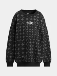 Girls Kids Essentials All Over Print Black Crew Sweat Top