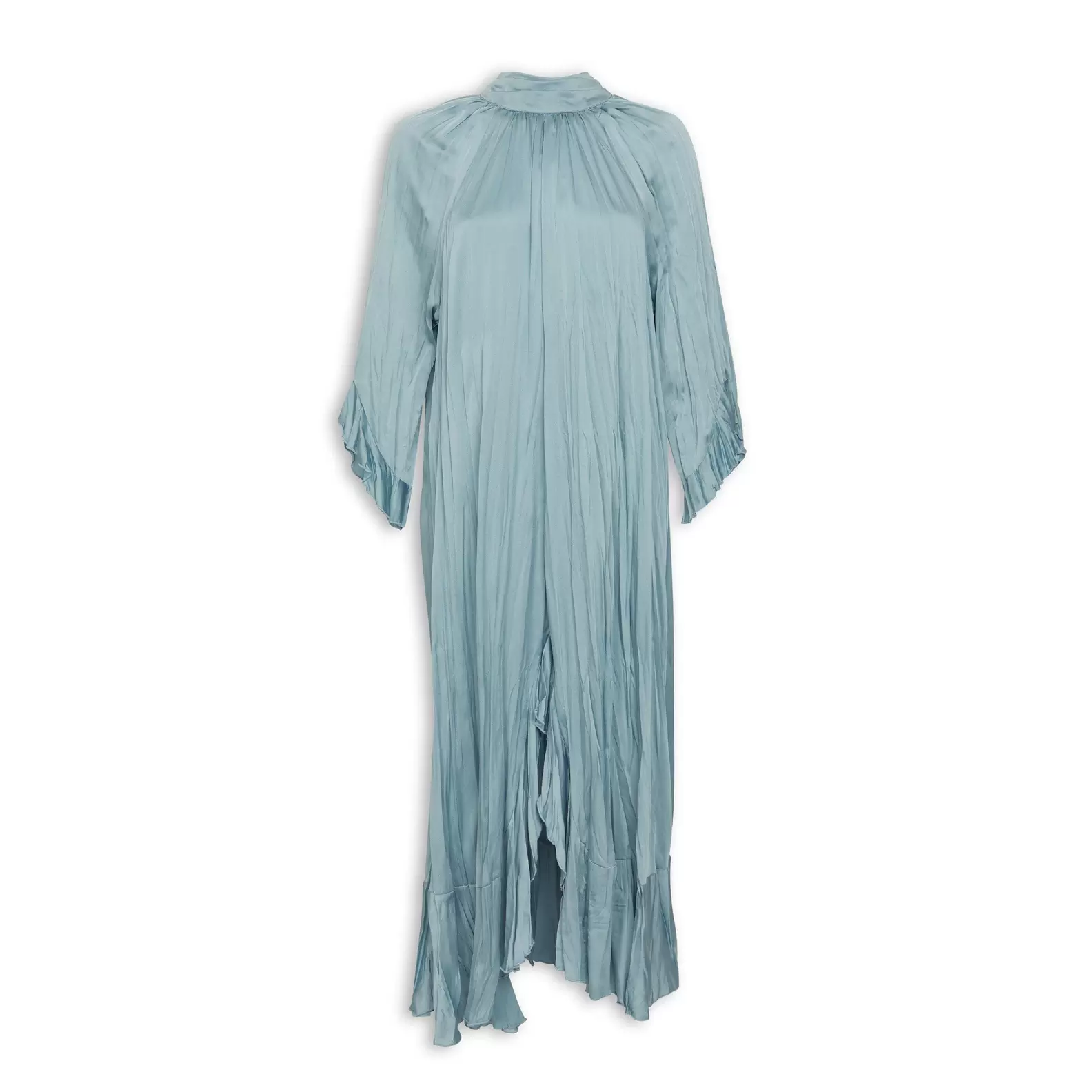 Blue A-line Dress with Back Tie Neck