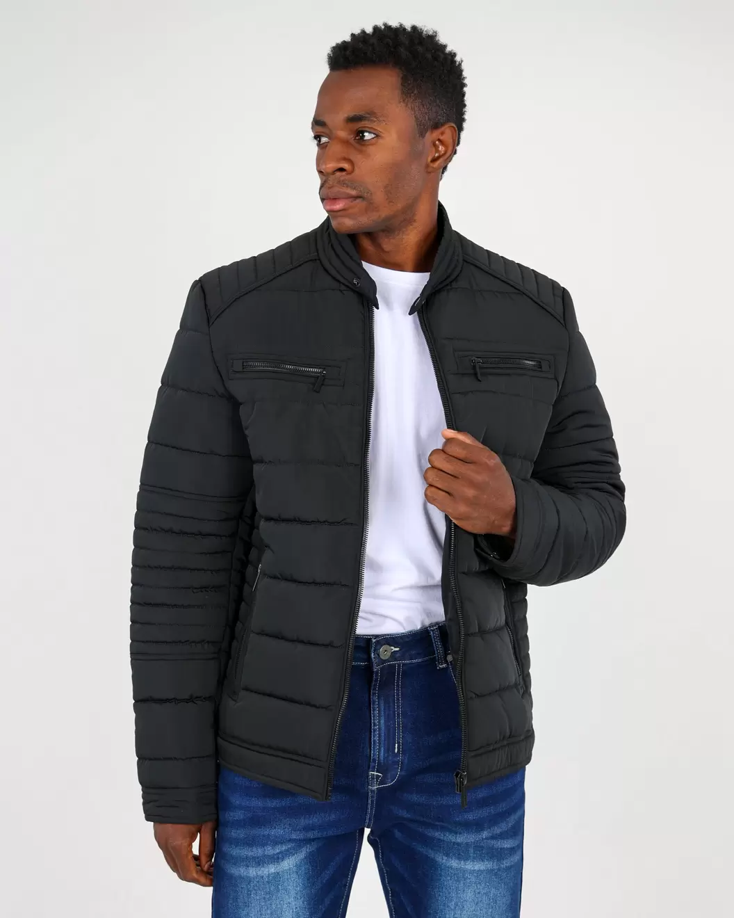 Black Padded Biker Jacket