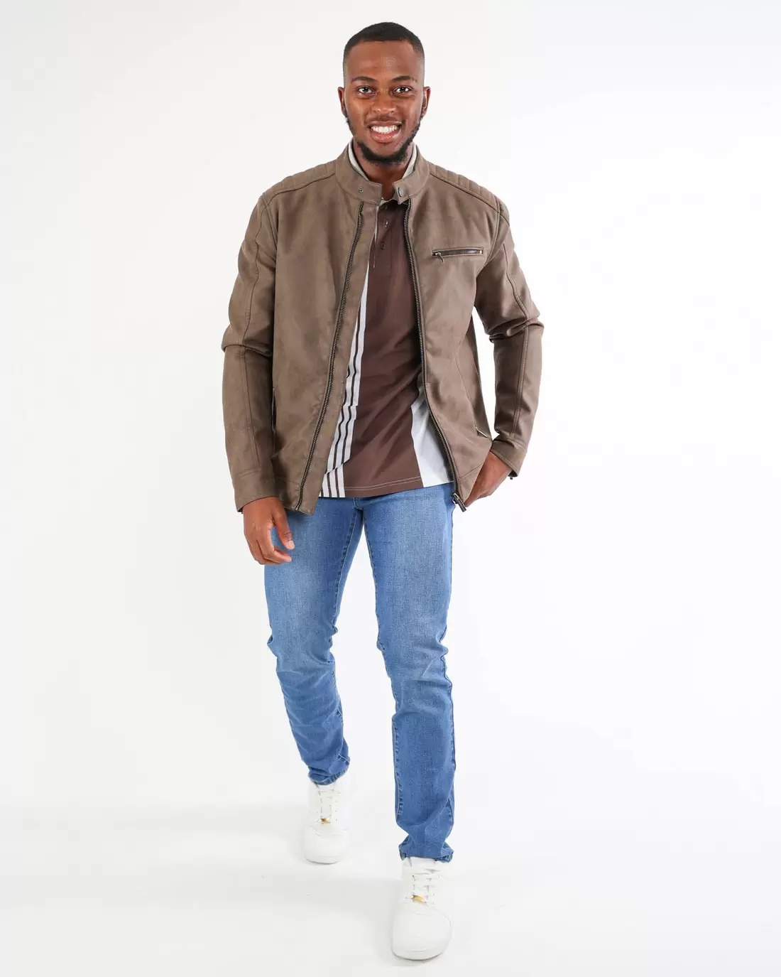 Washed PU Biker Jacket