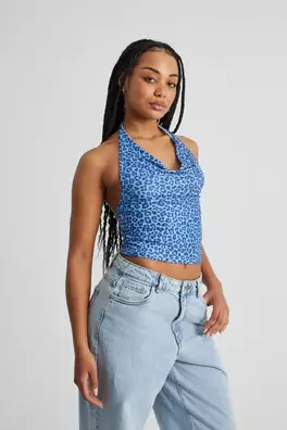 Kelly Mesh Cowl Neck Halter