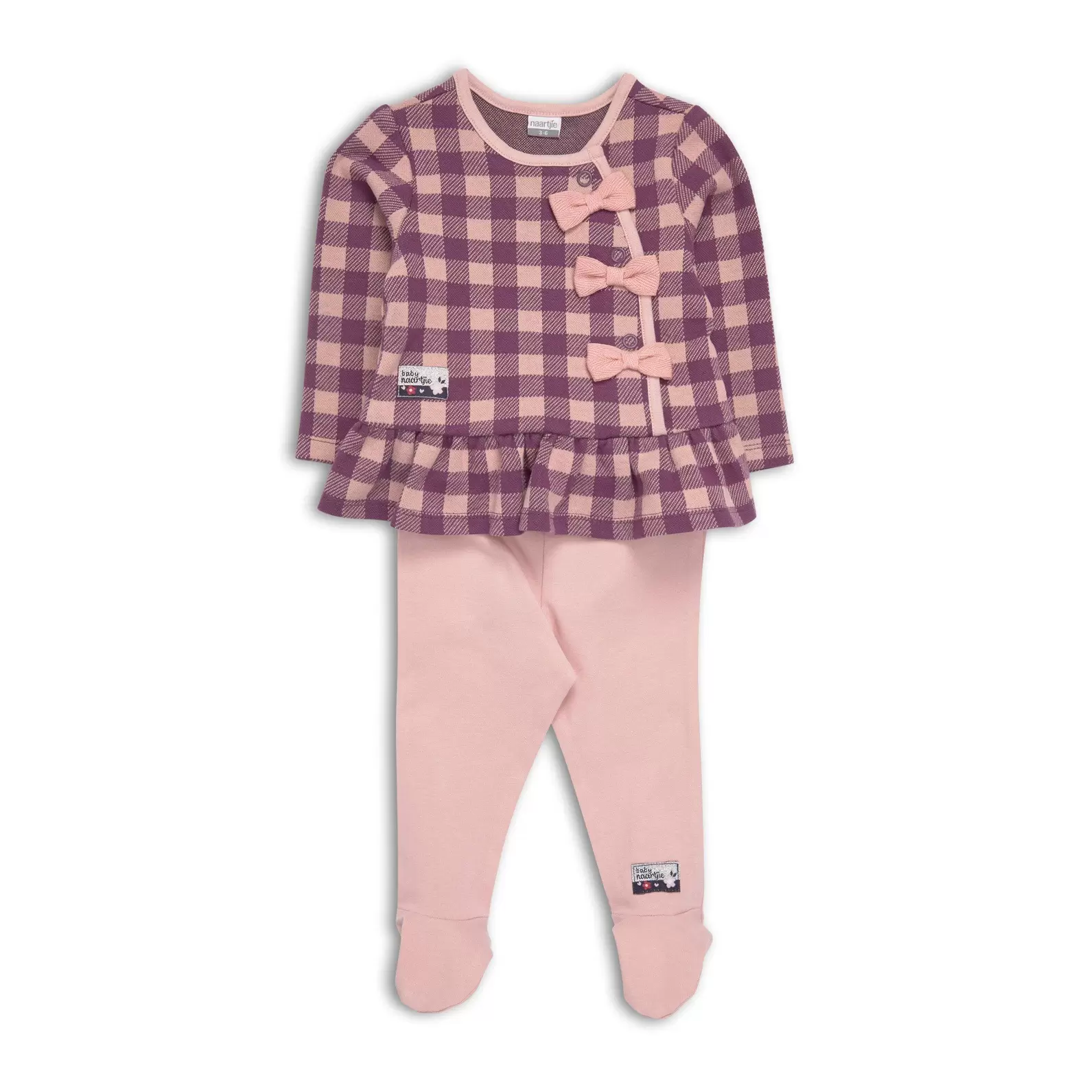 Newborn Girls Check Pinny Set