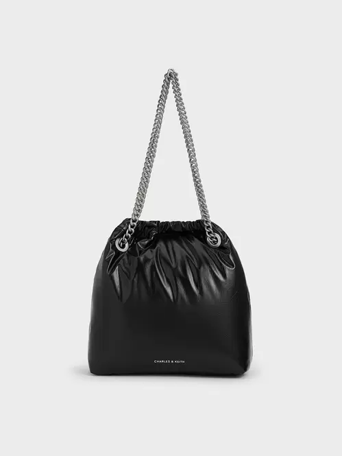 Caia Chain-Handle Tote Bag  - noir