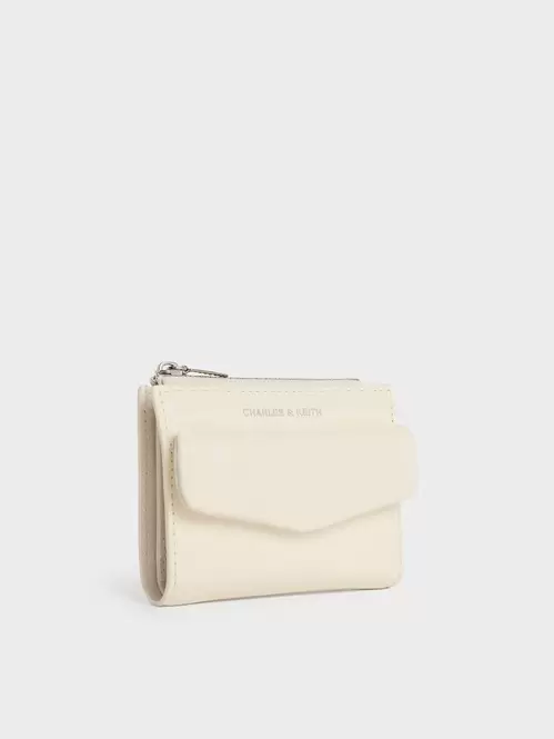 Rachel Front-Pocket Top-Zip Wallet  - cream
