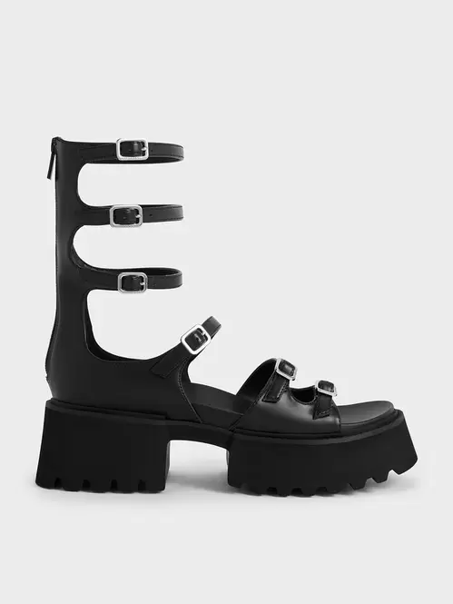 Lyric Gladiator Platform Sandals  - black
