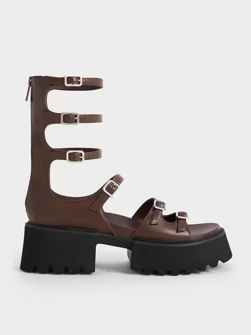Lyric Gladiator Platform Sandals  - brown