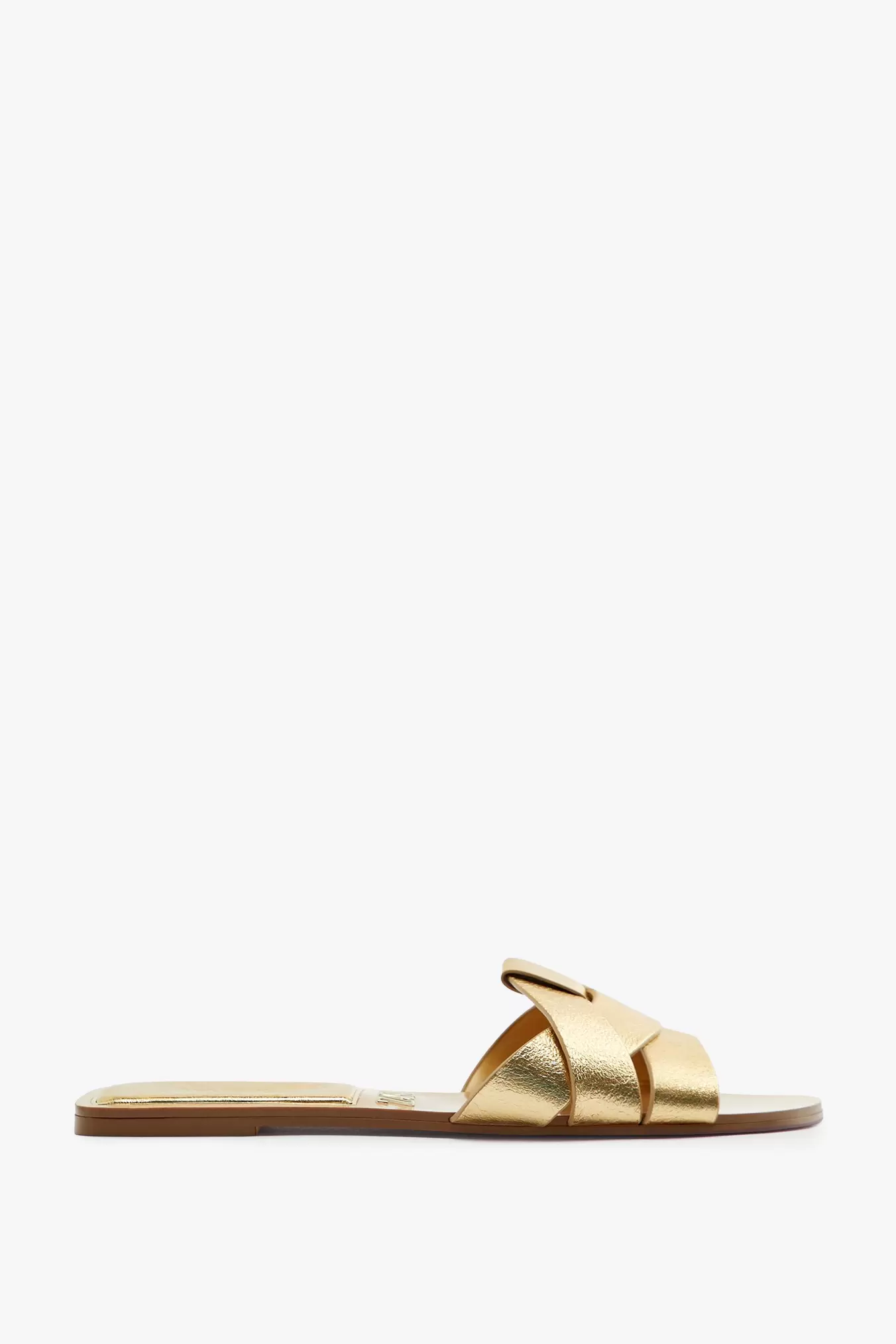 CROSS-STRAP FLAT LEATHER SANDALS