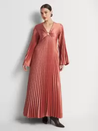 Pleated Flare Sleeve Column Dress