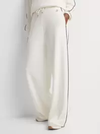 Contrast Piping Wide Leg Sweat Pants