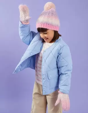 Girls Ombre Sequin Mittens Purple