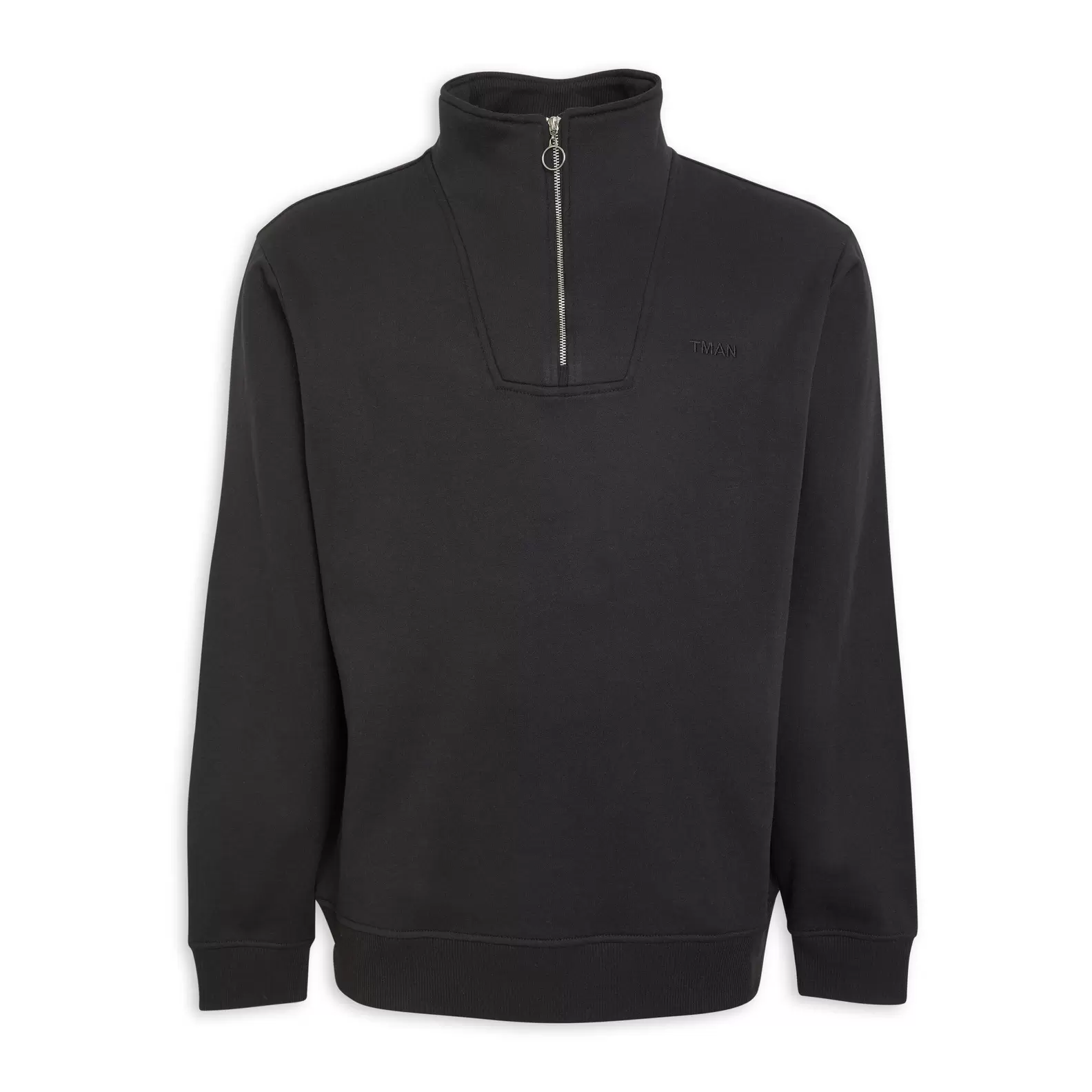 Black Funnel Neck Sweat Top