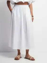 Women's White Poplin Skirt