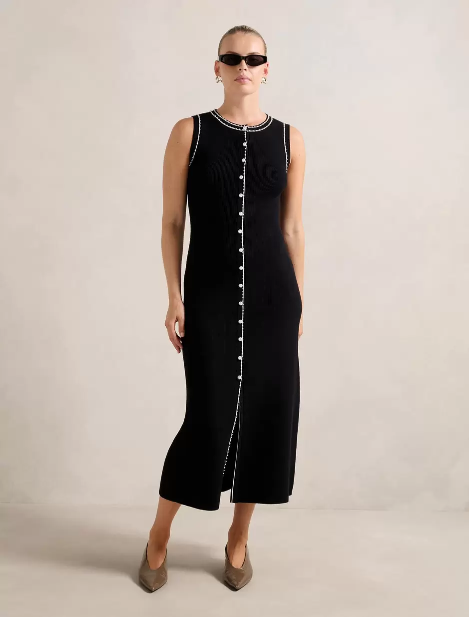 Kelsi Pearl Trim Tipped Knit Dress