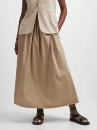 Women's Brown Poplin Skirt