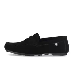 P Crouch & Co Penny Driver Suede Mens Shoes Black