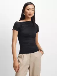 Women's Black Draped Top