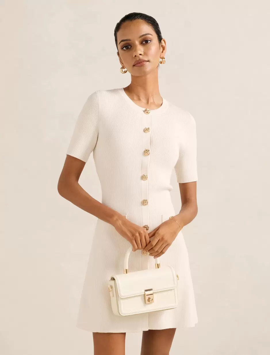Mallory Petite Button Detail Mini Dress