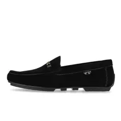 P Crouch & Co Trim Driver Deer Suede Mens Shoes Black