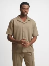 Men's Brown Textured Shirt