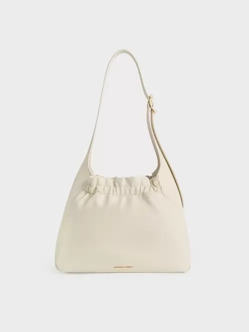 Brigette Ruched Shoulder Bag  - cream