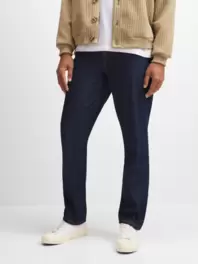 Men's Dark Raw Wash Straight Leg Jeans