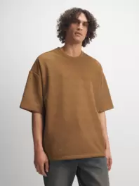 Men's Brown Textured T-Shirt